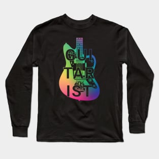 Guitarist Electric Guitar Body Colorful Gradient Long Sleeve T-Shirt